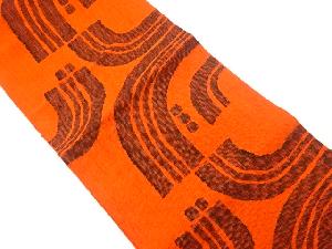 リサイクル　手織り真綿紬幾何学模様織出し名古屋帯